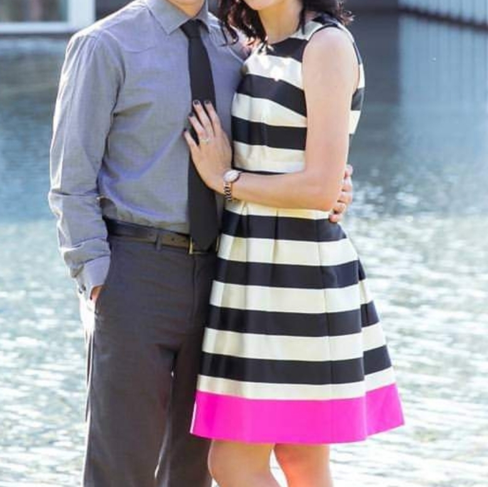 Eliza J Fit and Flare Striped Dress